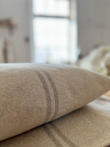 Rustic Natural Stripe Grainsack Cushion