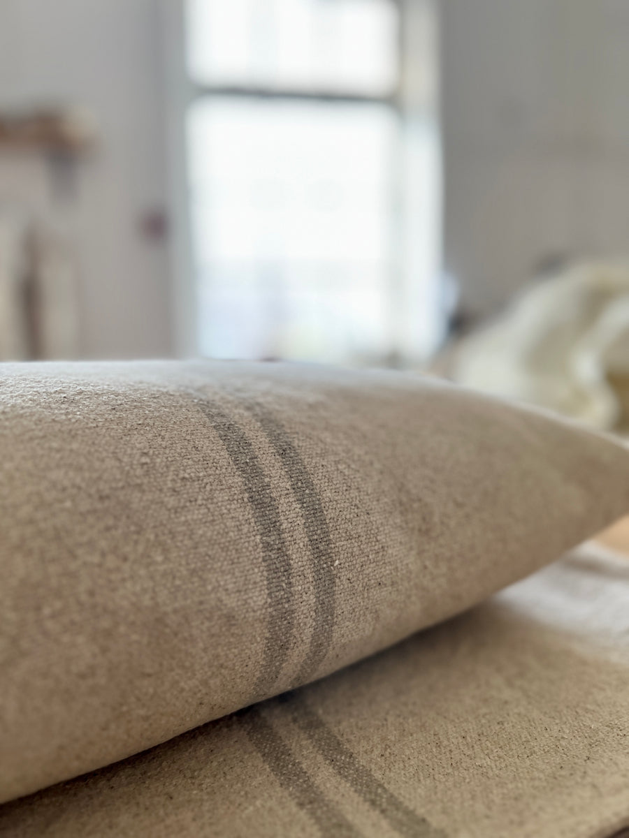 Rustic Natural Stripe Grainsack Cushion
