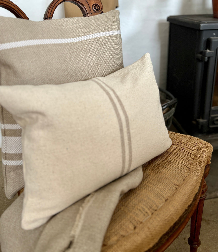 Rustic Natural Stripe Grainsack Cushion