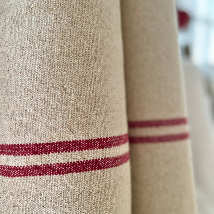 Rustic Red Stripe Grainsack Fabric