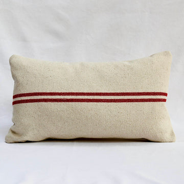 'No Waste' Rustic Red Stripe Grainsack Oblong Cushion