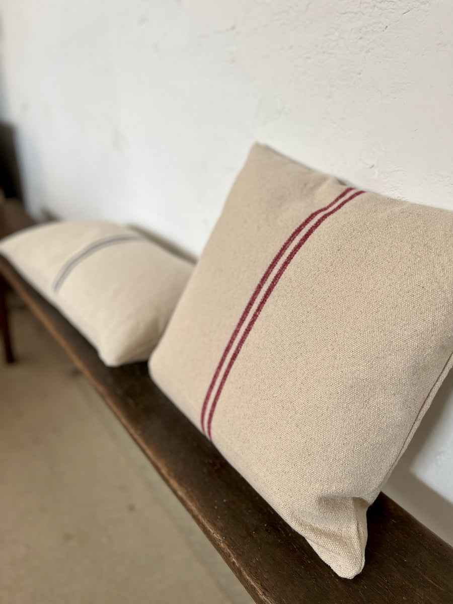 Rustic Red Stripe Grainsack Cushion