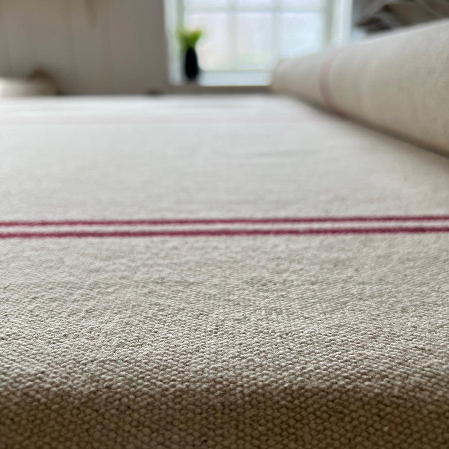 Rustic Red Stripe Grainsack Oblong Cushion