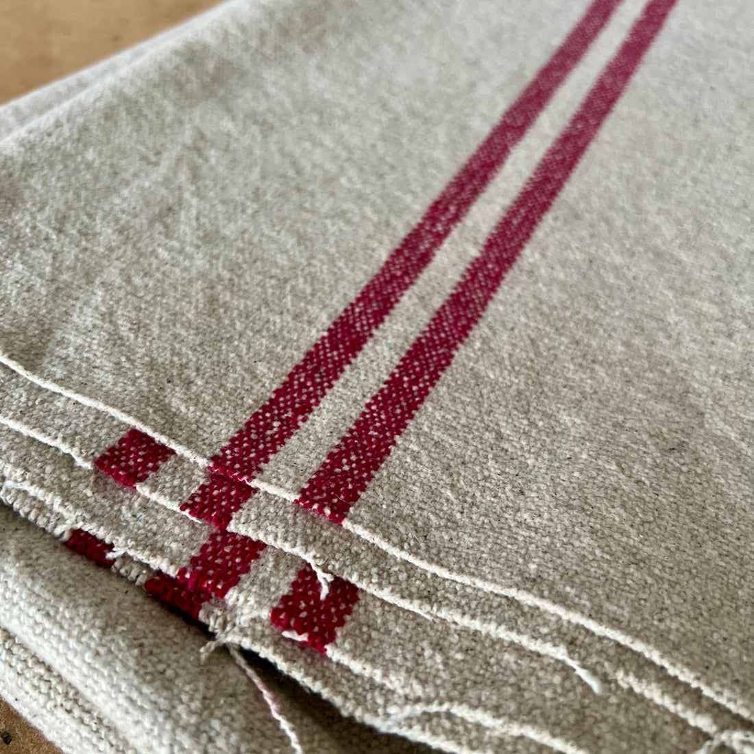 Rustic Red Stripe Grainsack Fabric