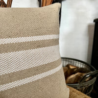 Large ‘Montblanc' Rustic White Stripe Linen Cushion