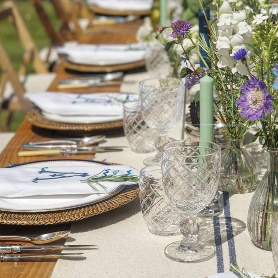Rustic French Blue Stripe Grainsack Table Runner