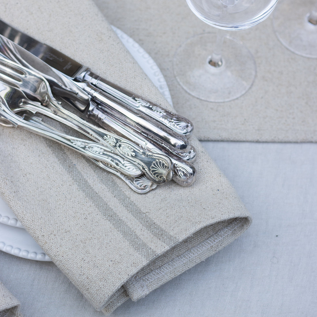 Archive | Rustic French Natural Stripe Grainsack Placemat