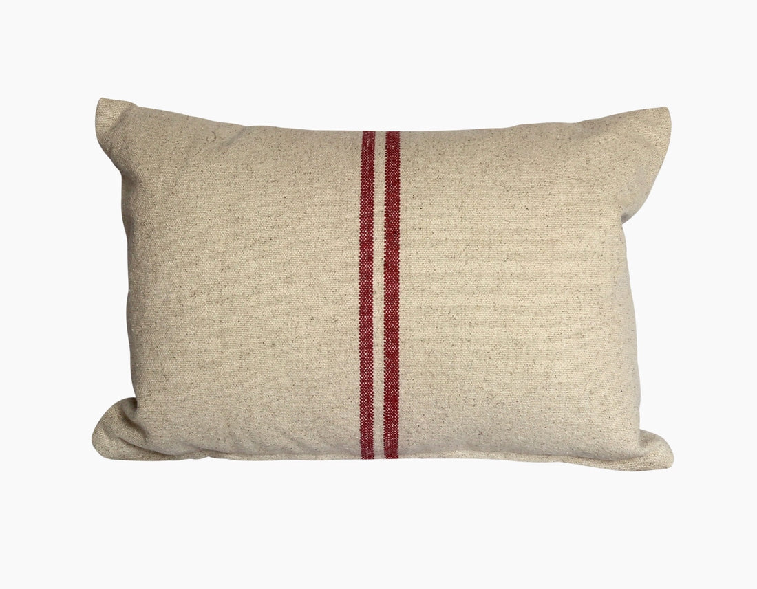 'No Waste' Rustic Red Stripe Grainsack Cushion