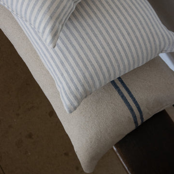 Rustic Blue Stripe Grainsack Bench Cushion