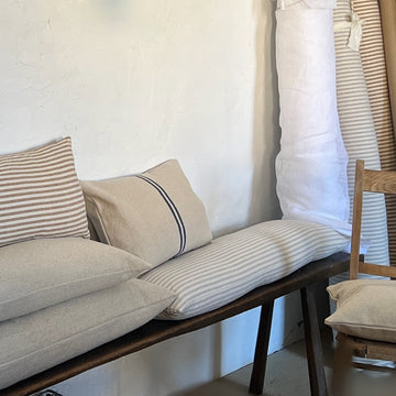 'No Waste' Rustic Blue Stripe Grainsack Oblong Cushion