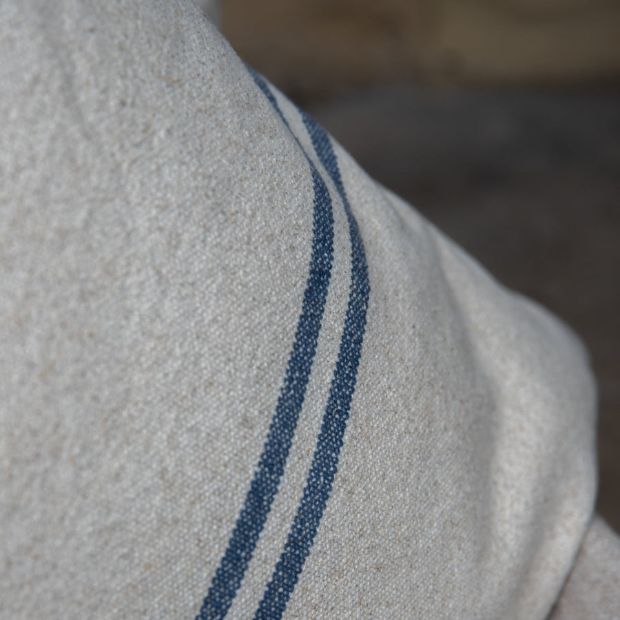 Rustic Blue Stripe Grainsack Oblong Cushion