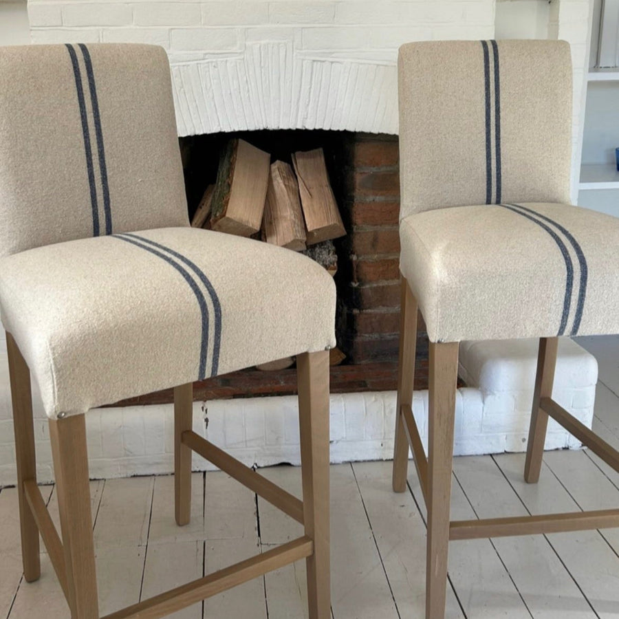 'No Waste' Rustic Blue Stripe Grainsack Fabric