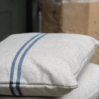 Rustic Blue Stripe Grainsack Oblong Cushion