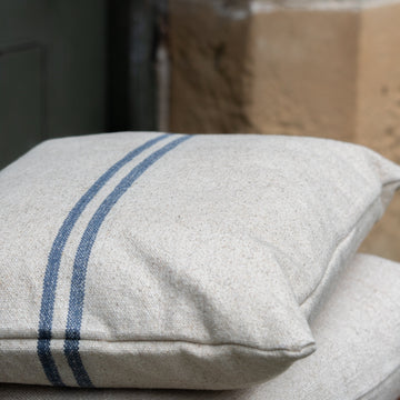 Rustic Blue Stripe Grainsack Oblong Cushion