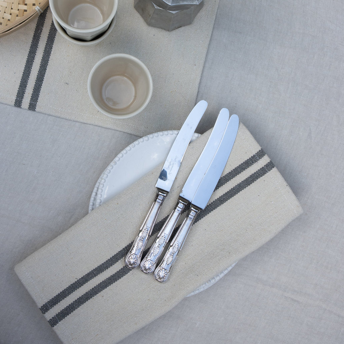 Rustic French Grey Stripe Grainsack Placemat