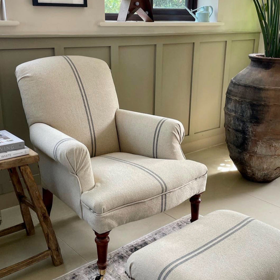 Rustic Grey Stripe Grainsack Fabric