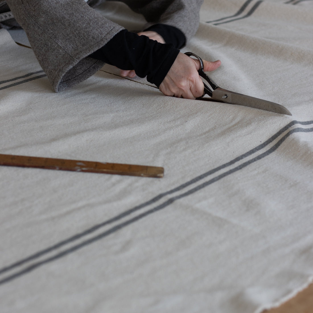 Rustic Grey Stripe Grainsack Fabric