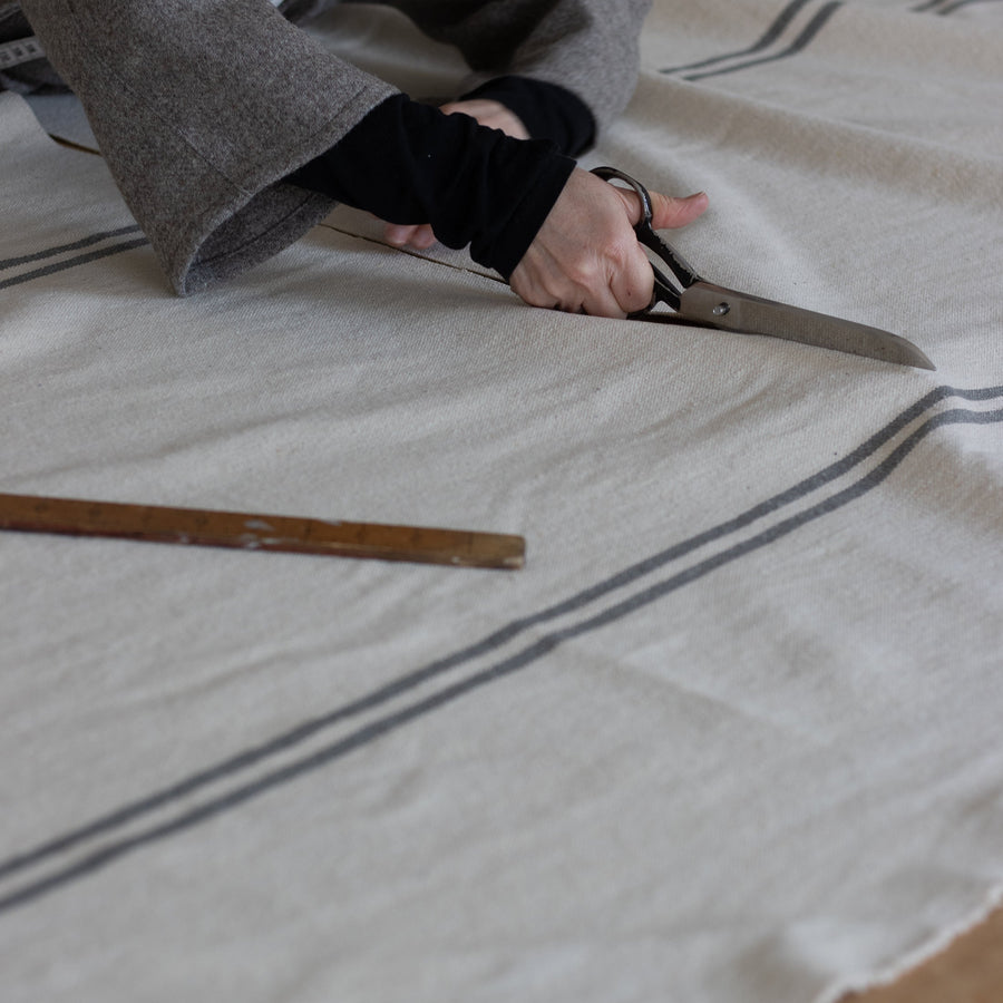 Rustic Grey Stripe Grainsack Fabric