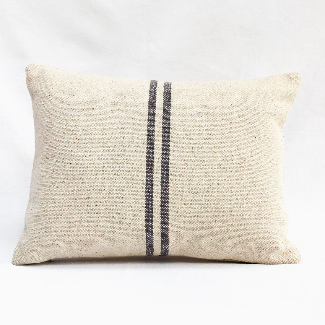 'No Waste' Rustic Grey Stripe Grainsack Oblong Cushion