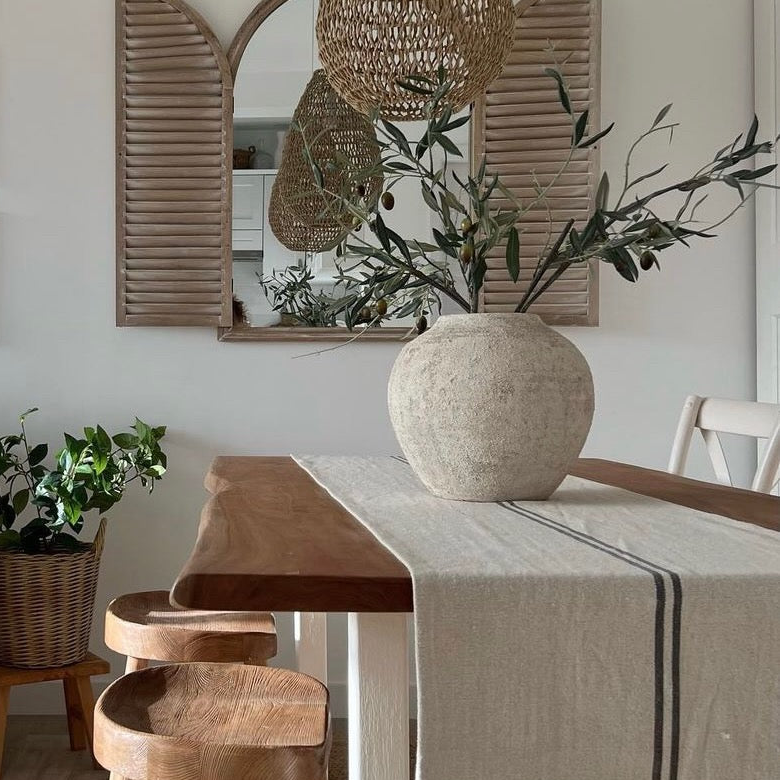'No Waste' Rustic French Grey Stripe Grainsack Table Runner