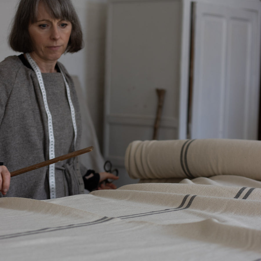 Rustic Grey Stripe Grainsack Fabric