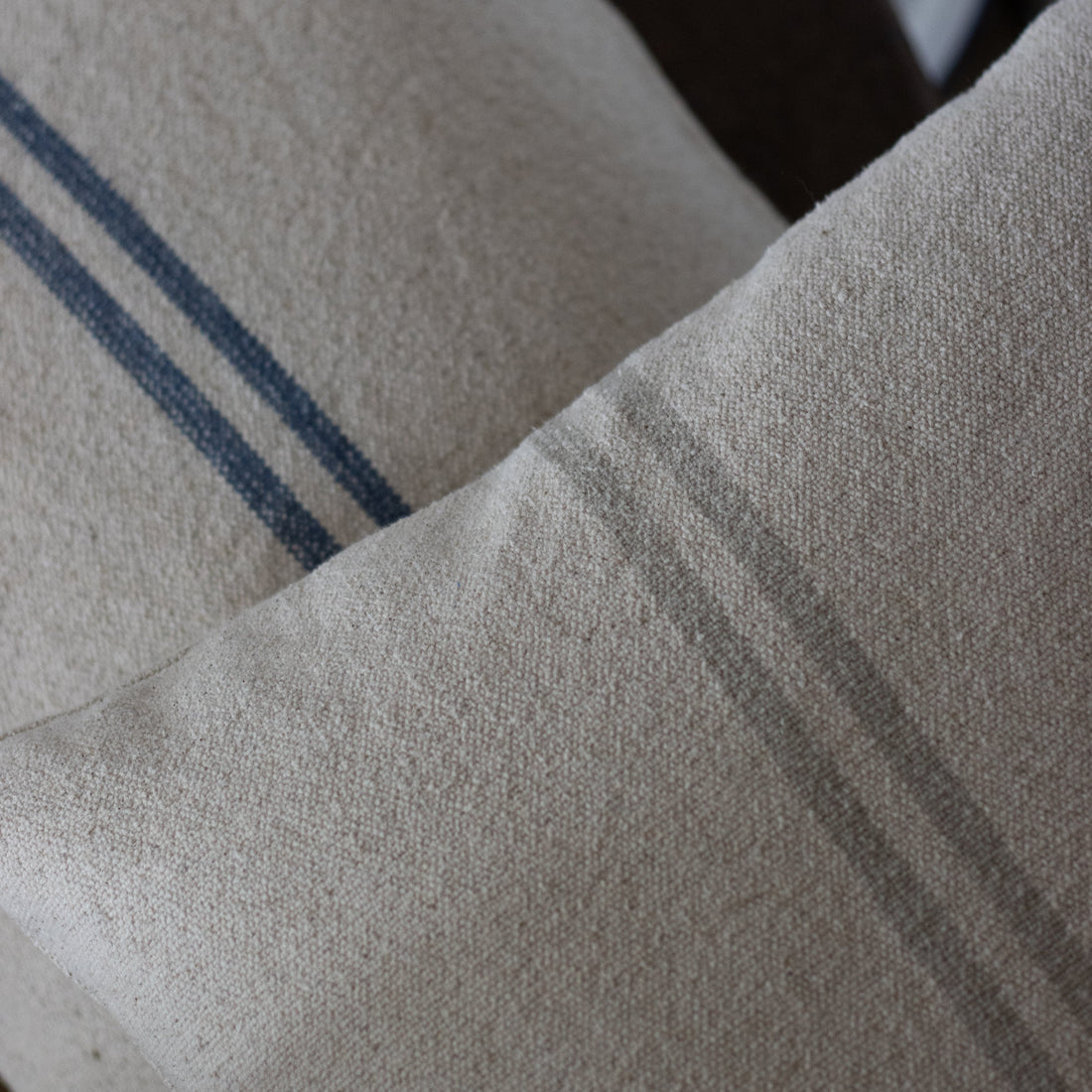 Rustic Natural Stripe Grainsack Oblong Cushion