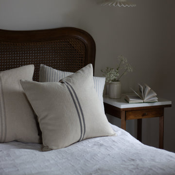 Rustic Grey Stripe Grainsack Cushion