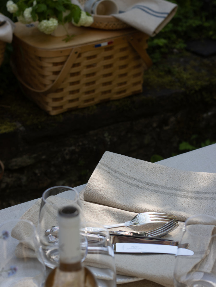 Rustic French Natural Stripe Grainsack Table Runner