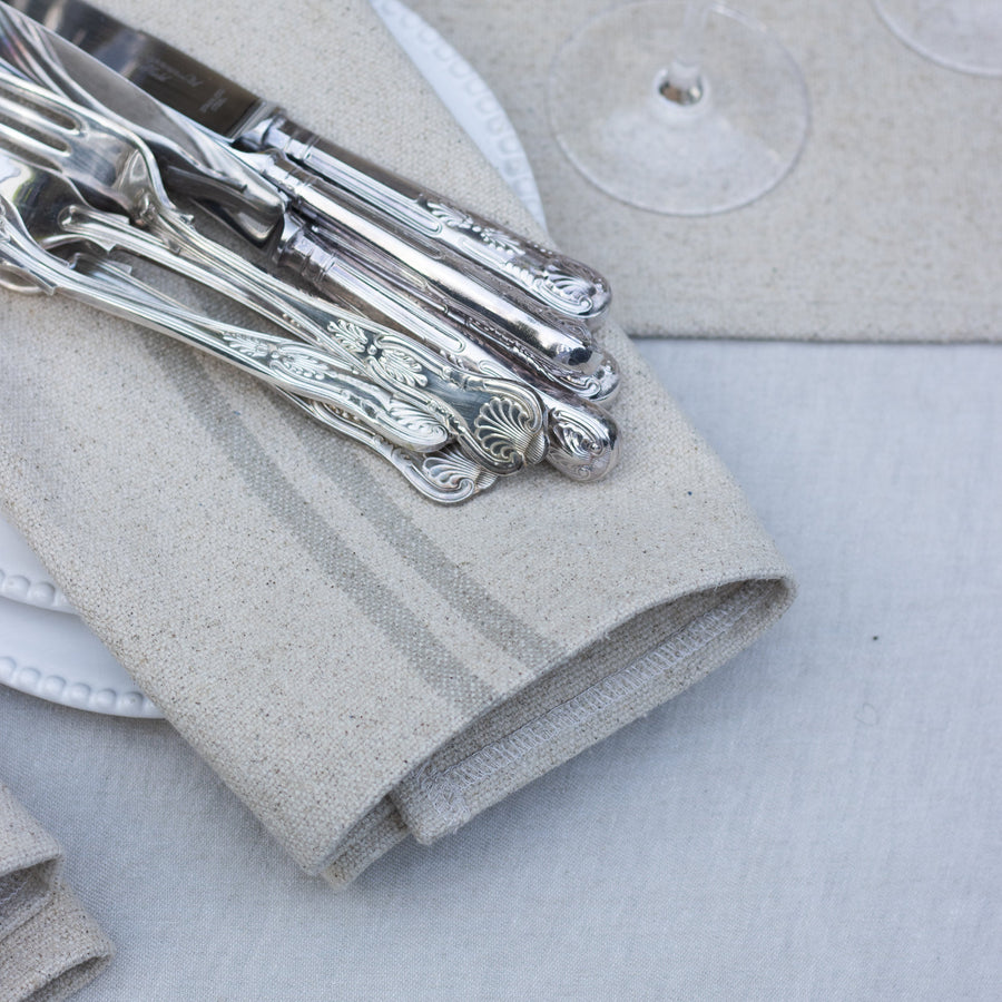 Rustic French Natural Stripe Grainsack Placemat