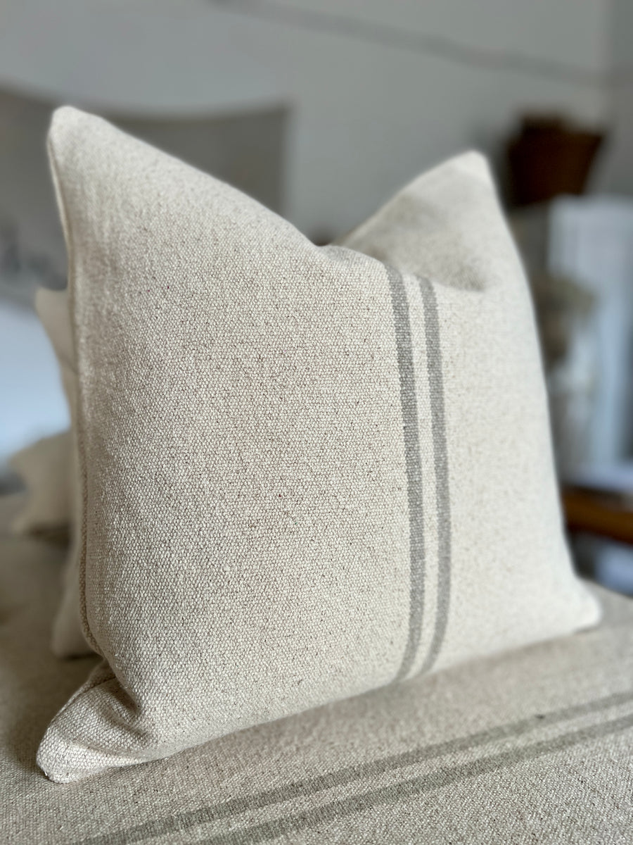 Rustic Natural Stripe Grainsack Cushion Cover