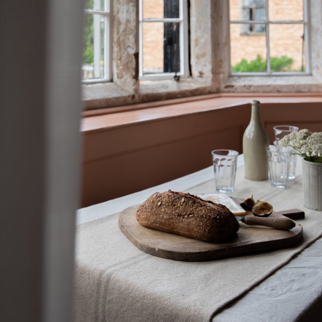 Rustic French Natural Stripe Grainsack Table Runner