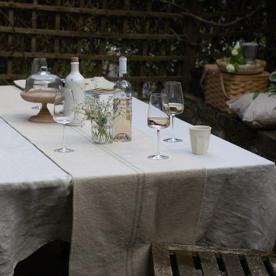 Rustic French Natural Stripe Grainsack Table Runner