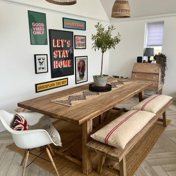 Rustic Red Stripe Grainsack Bench Cushion