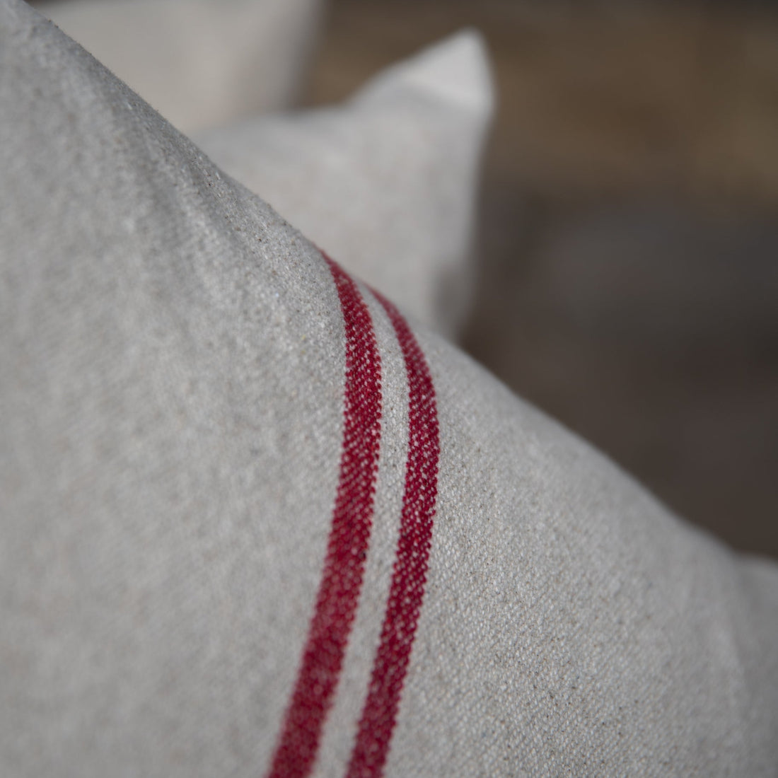 Archive | Rustic Red Stripe Grainsack Oblong Cushion - 48 x 35cm