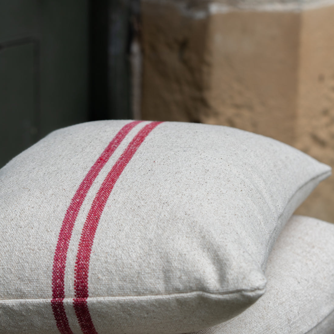 Archive | Rustic Red Stripe Grainsack Oblong Cushion - 48 x 35cm