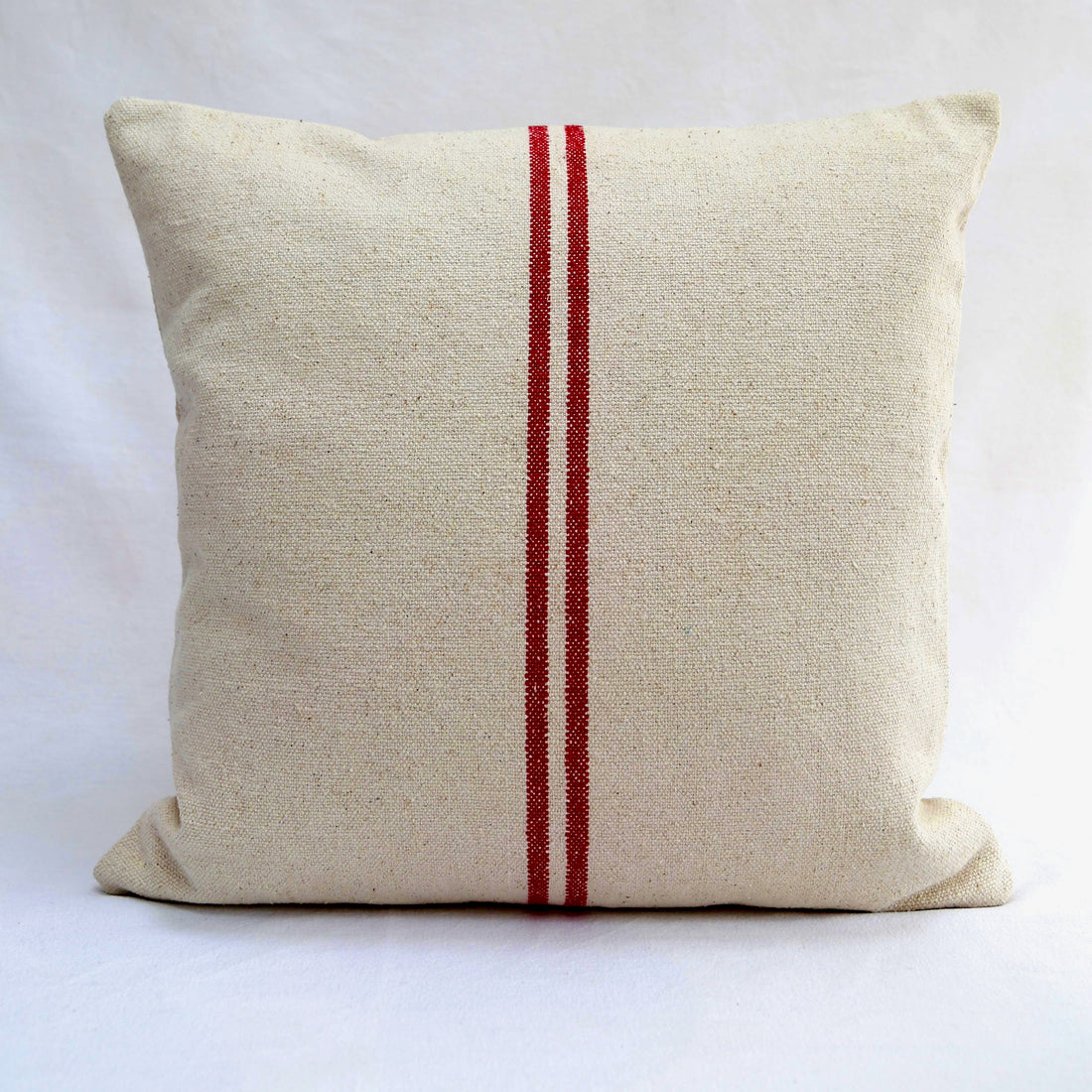 Rustic Red Stripe Grainsack Cushion Cover1