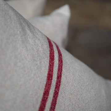 'No Waste' Rustic Red Stripe Grainsack Cushion Cover