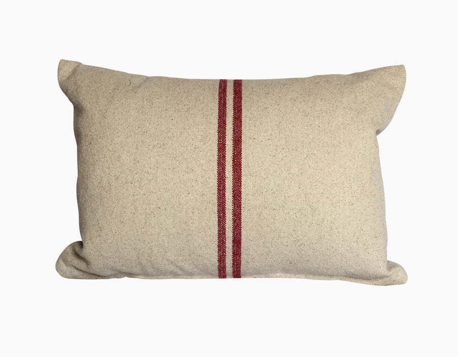 Rustic Red Stripe Grainsack Oblong Cushion