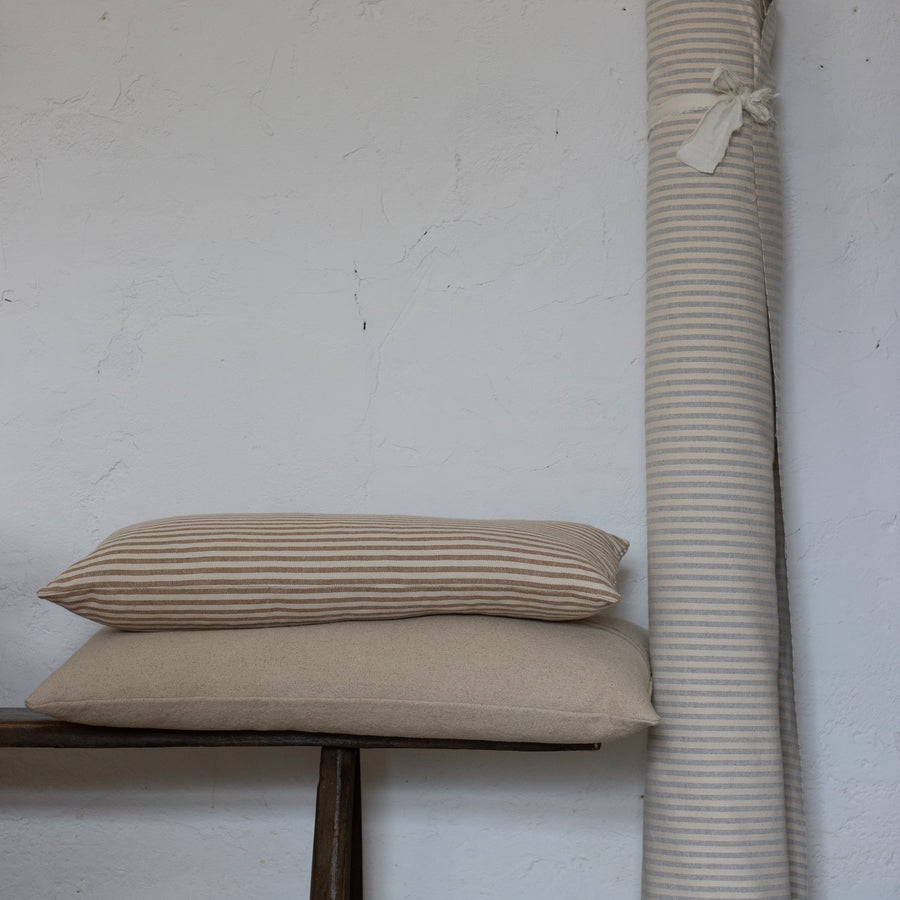 'No Waste' Rustic Grey Stripe Grainsack Bench Cushion