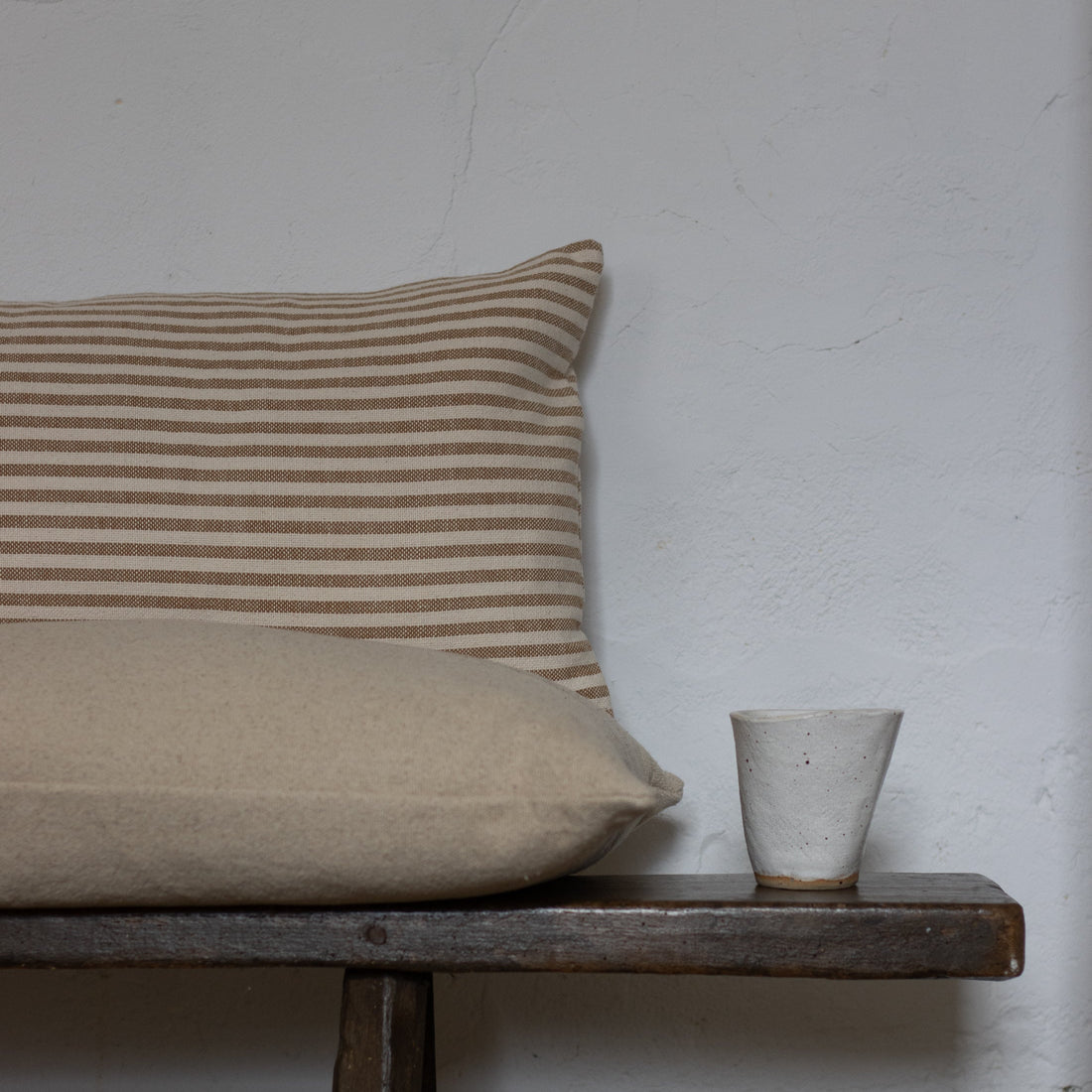 NEW 'Mariola' Recycled Cotton Stripe Bench Cushion - Caramel