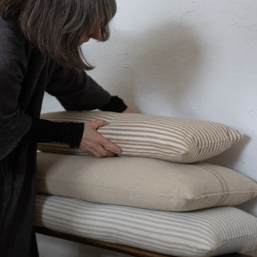 NEW 'Mariola' Recycled Cotton Stripe Bench Cushion - Caramel