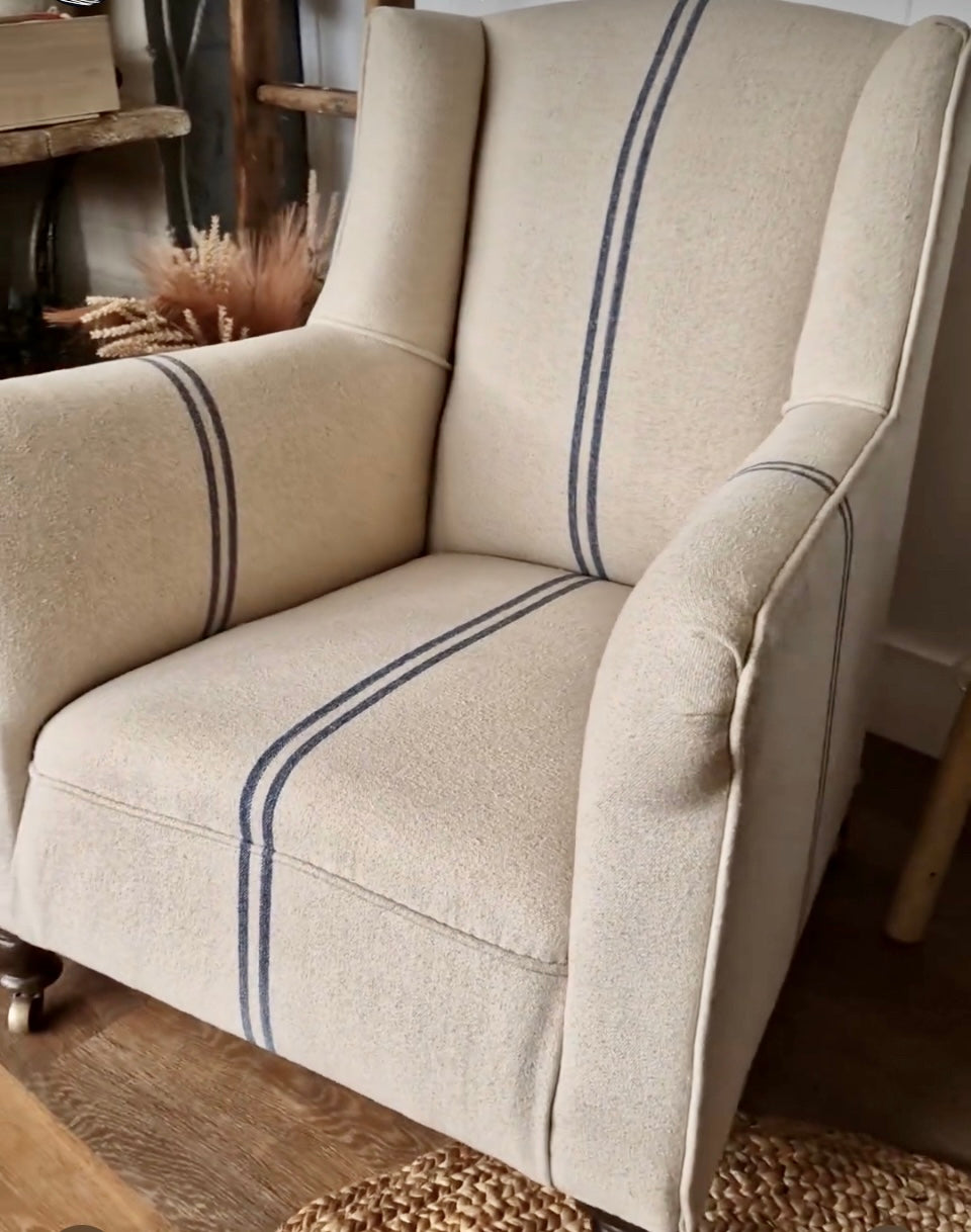 Rustic Blue Stripe Grainsack Fabric