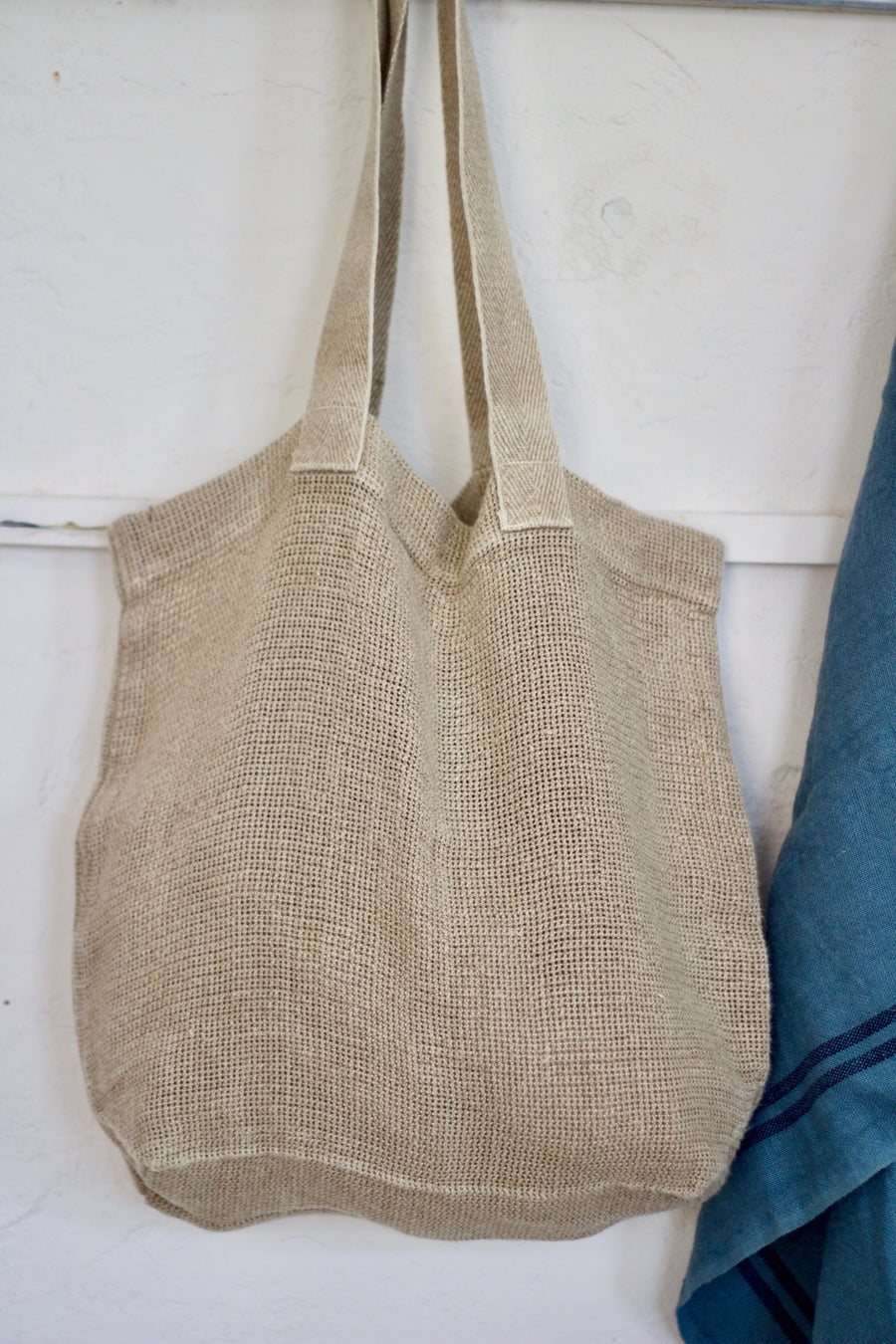 French Slubby Textured Linen Market Bag