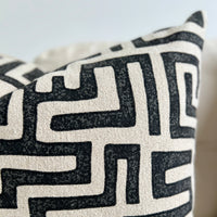 Textured Black & Natural Geometric Cushion Cover