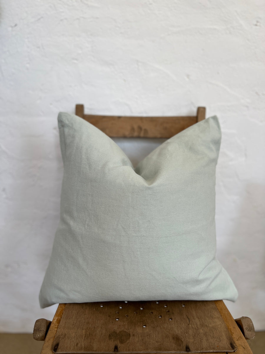 Soft Mint French Linen & Cotton Cushion Cover