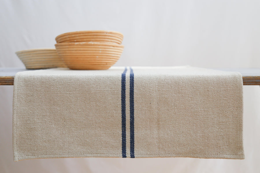 Rustic Blue Stripe Grainsack Tablerunner