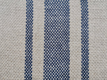 Double Width 'Montblanc' Rustic Navy Stripe Linen Sample