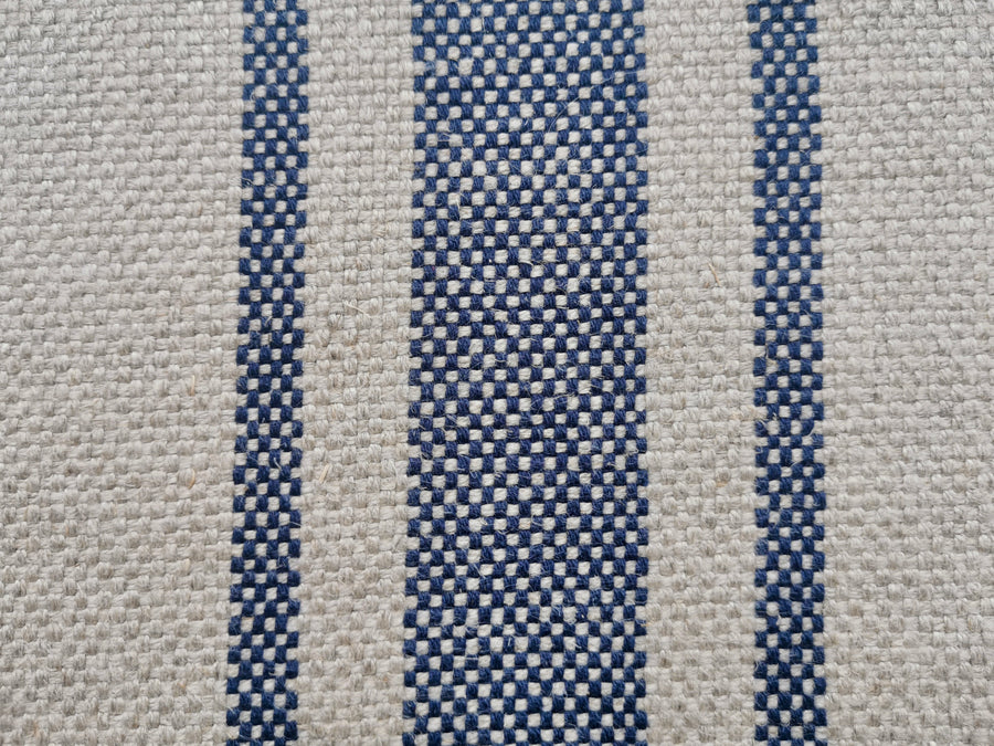 'Montblanc' Rustic Navy Stripe Slubby Linen Sample - Wide Width