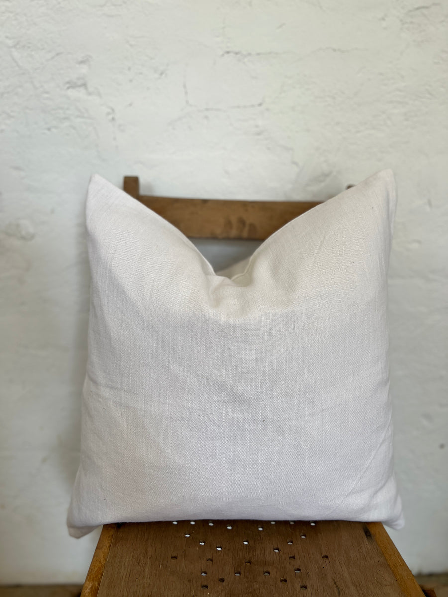 Soft White French Slubby Linen Cushion Cover