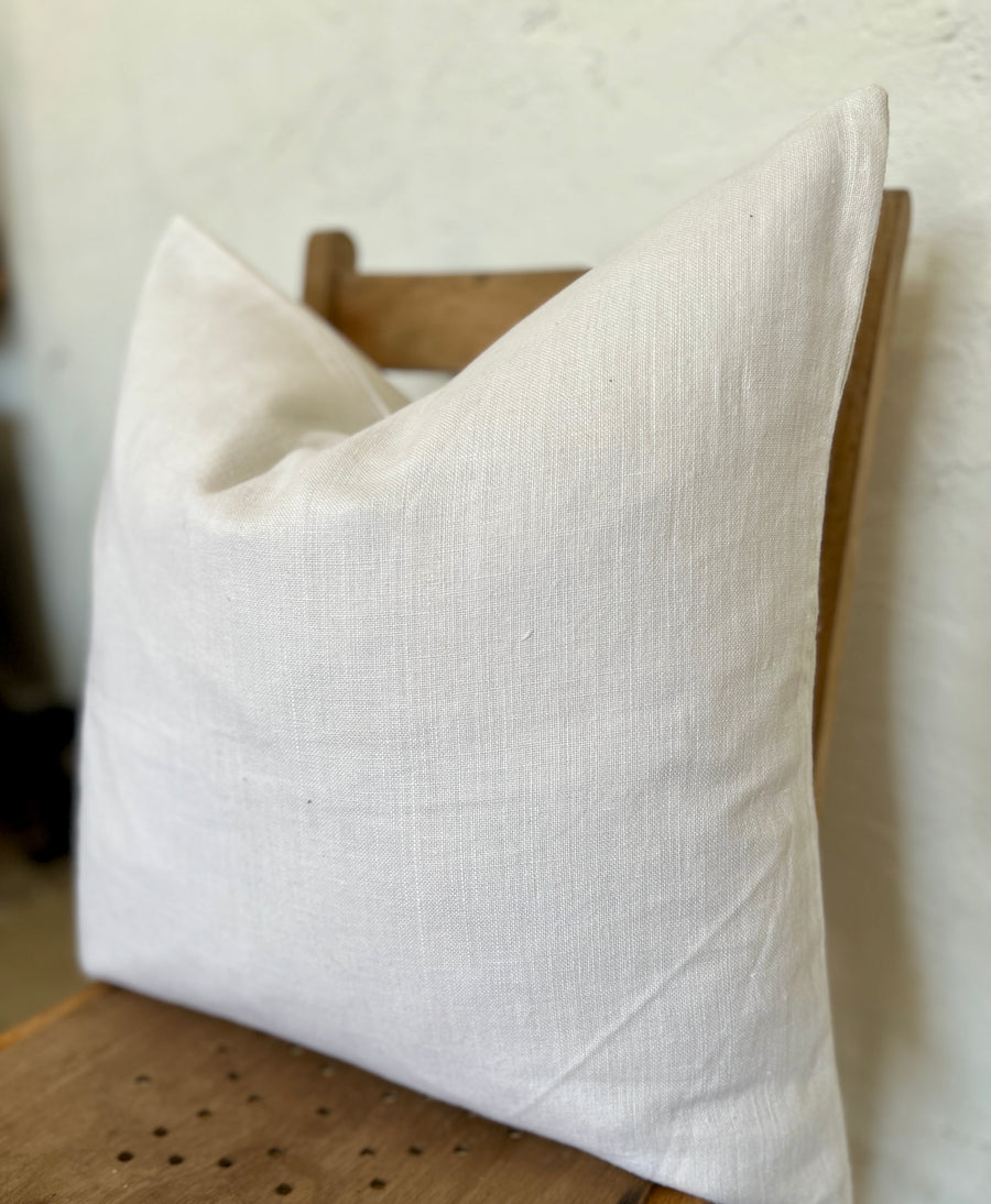 Soft White French Slubby Linen Cushion Cover